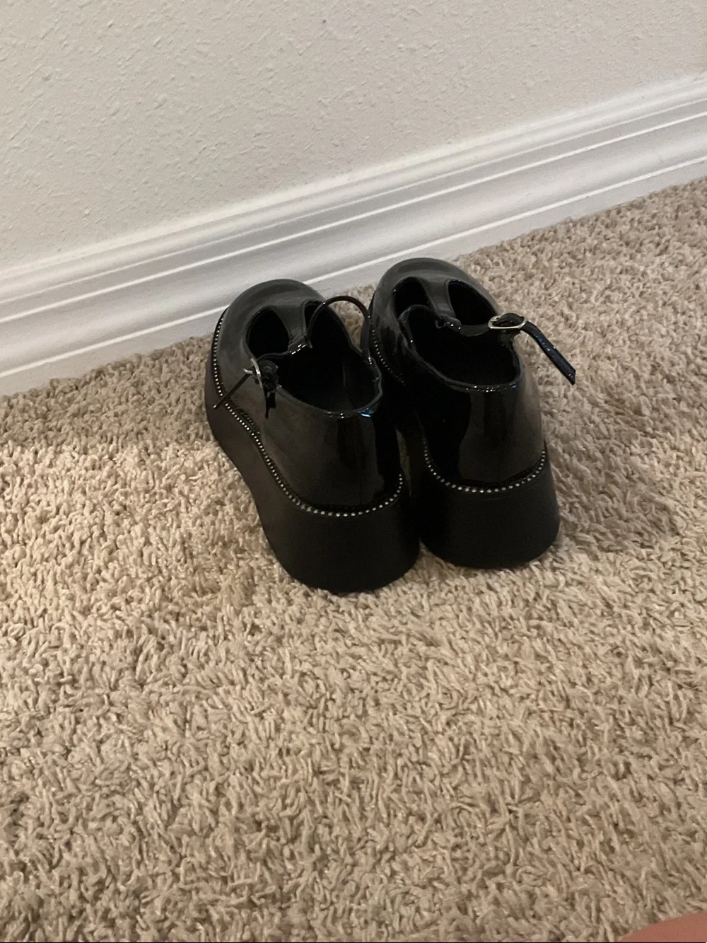 Patent Black Mary Jane Platform Shoes for Kids